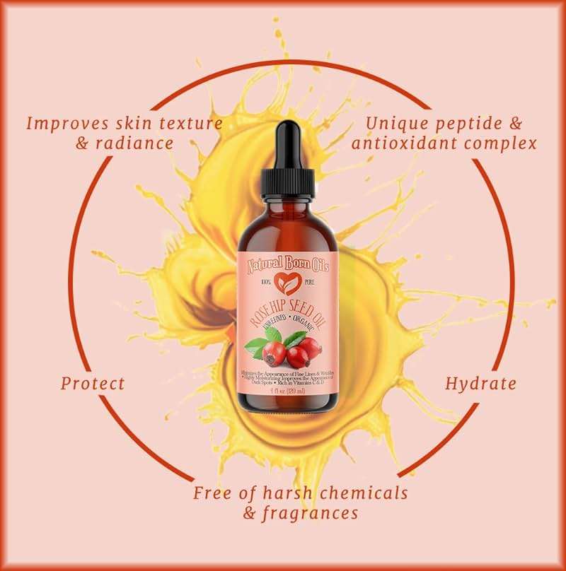 SALE! 4oz Rosehip Seed Oil, 100% Pure and Natural, Cold-Pressed, Unrefined, Organic Moisturizer for Skin and Hair - Includes Pump & Dropper - Image 4