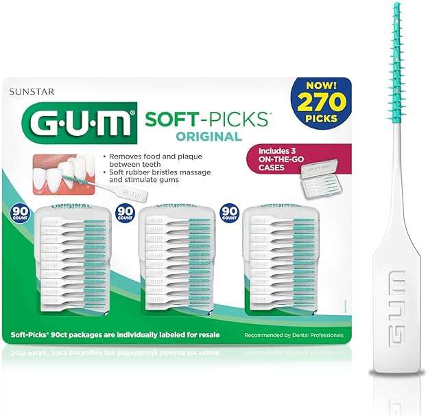 GUM Soft-Picks Original – Easy-to-Use Interdental Picks for Plaque Removal & Gum Health with Convenient Carry Case, Dentist Recommended, 270 Count - Image 1