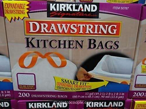 Kirkland Signature Drawstring Kitchen Trash Bags - 13 Gallon, 200 Count - Image 2