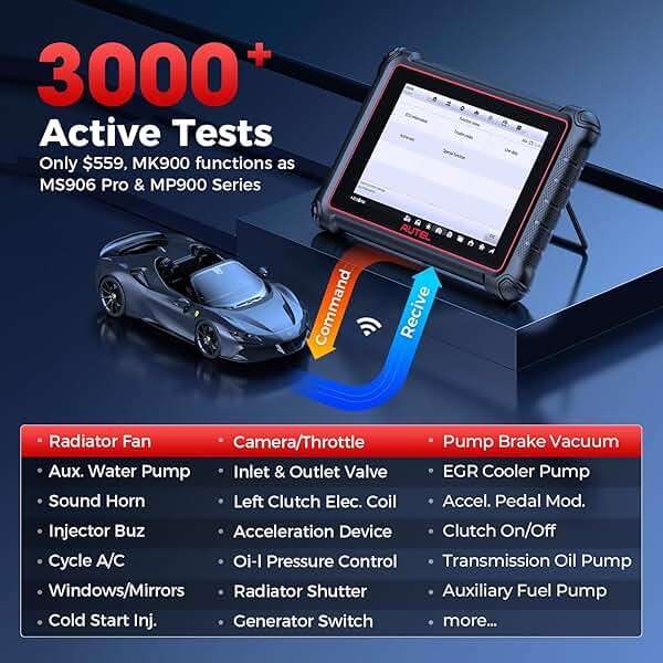 Autel Scanner MaxiCOM MK900: 2026 Updated as MK900BT MK900-BT MX900 Bidirectional Diagnostic Tool, 8in Up of MK808S MK808BT Pro MX808S 808Z, 3K+ Active Tests, 40+ Service, CAN-FD&DOIP, All System, FCA - Image 4