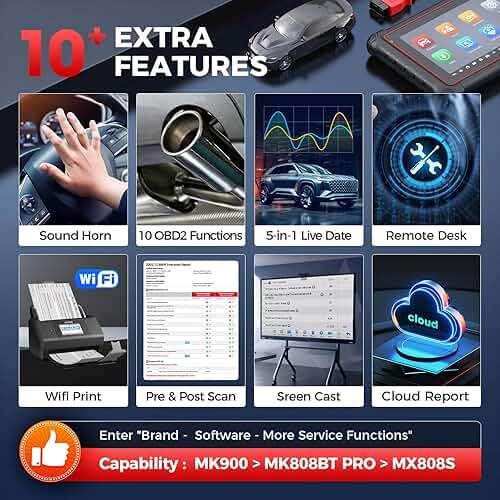 Autel Scanner MaxiCOM MK900: 2026 Updated as MK900BT MK900-BT MX900 Bidirectional Diagnostic Tool, 8in Up of MK808S MK808BT Pro MX808S 808Z, 3K+ Active Tests, 40+ Service, CAN-FD&DOIP, All System, FCA - Image 7