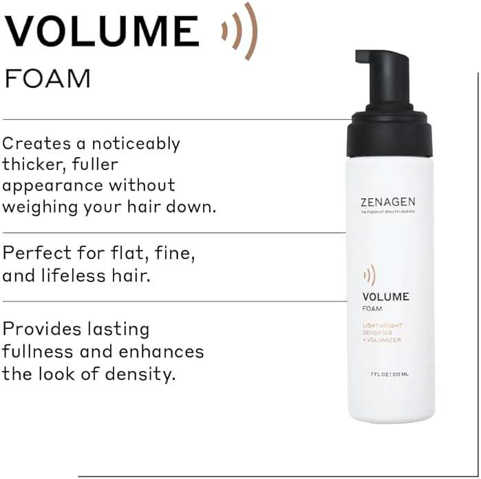 ZENAGEN Volume Foam | Lightweight Densifier + Volumizer, Boosts Hair Volume & Thickness, Provides Lightweight Hold, Nourishes & Strengthens Hair, Non-Greasy Plant-Based, Vegan, All Hair Types - Image 2
