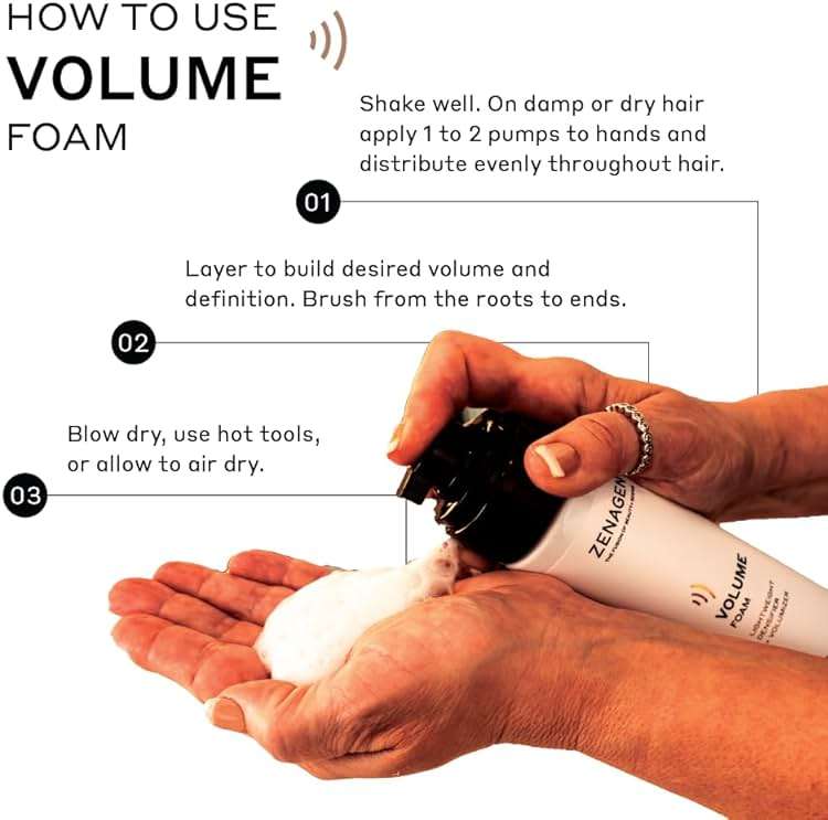 ZENAGEN Volume Foam | Lightweight Densifier + Volumizer, Boosts Hair Volume & Thickness, Provides Lightweight Hold, Nourishes & Strengthens Hair, Non-Greasy Plant-Based, Vegan, All Hair Types - Image 4