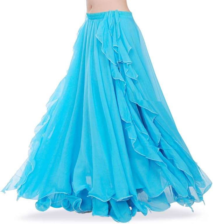 ROYAL SMEELA Chiffon Belly Dance Skirt Slit Bellydance Skirts Tribal Belly Dancer Costumes for Women Carnival Outfit - Image 2