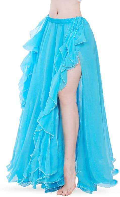 ROYAL SMEELA Chiffon Belly Dance Skirt Slit Bellydance Skirts Tribal Belly Dancer Costumes for Women Carnival Outfit - Image 3
