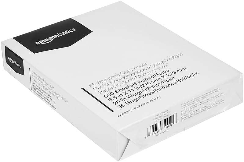 Amazon Basics Multipurpose Copy Printer Paper, 8.5 x 11 Inches, 20 lb Weight, 96 Bright White, 500 Sheets (1 Ream) - Image 3