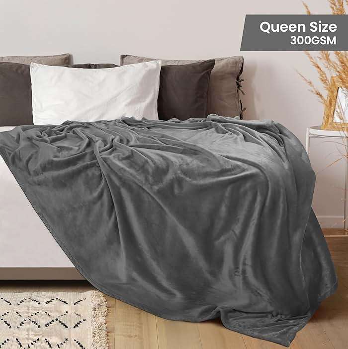 Utopia Bedding Fleece Blanket Queen Size Grey (90x90 Inches) Ultra Soft Warm Lightweight Microfiber Breathable Anti-Static Cozy Bed Blanket for Fathers Day, All-Season Home Decor Gift for Husband, Men - Image 2