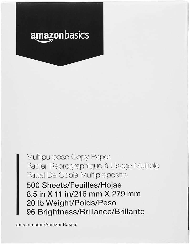 Amazon Basics Multipurpose Copy Printer Paper, 8.5 x 11 Inches, 20 lb, 96 Bright, White, 10 Ream (5,000 Sheets) - Image 3