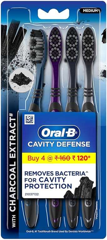 Oral B Cavity Defense 123 Black Toothbrush � Medium (Pack of 4) - Image 1