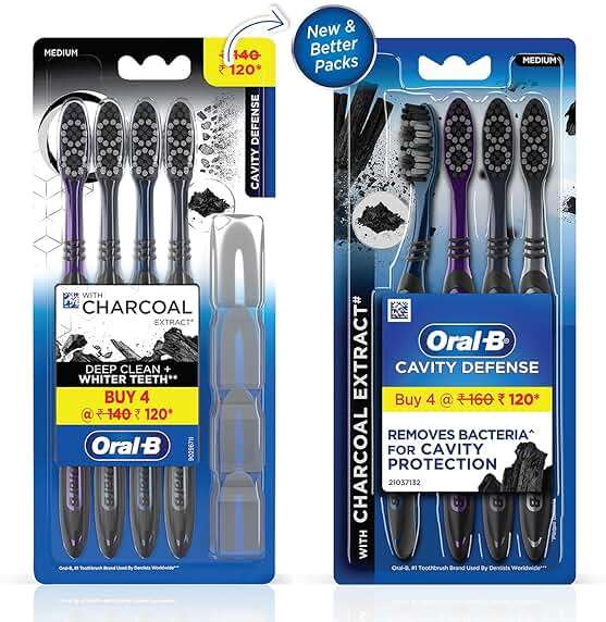 Oral B Cavity Defense 123 Black Toothbrush � Medium (Pack of 4) - Image 2