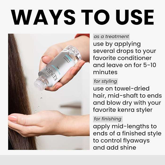 Kenra Moisturizing Oil | Lightweight Hydrating Oil | Absorbs Instantly | Multipurpose Oil For Treating, Styling, & Finishing | Provides Thermal Protection | All Hair Types - Image 4