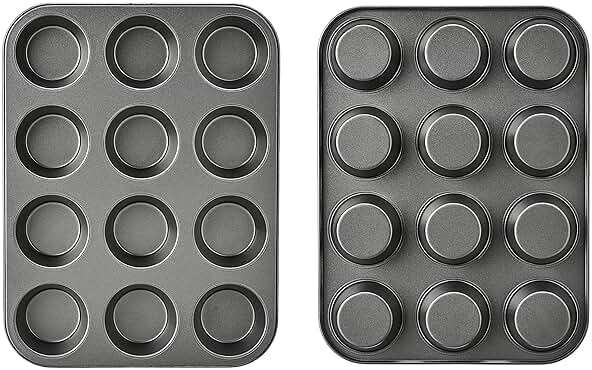 Amazon Basics Nonstick Muffin Pan, Set of 2, Sturdy, Oven Safe, Bakes Evenly, Easy to Clean, 12 Cups, Gray, 13.9x10.55x1.22" - Image 5