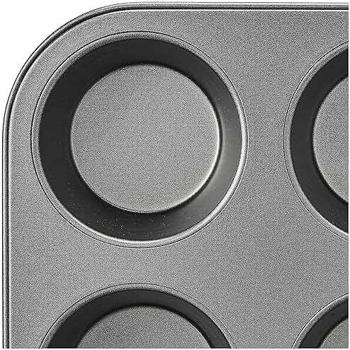 Amazon Basics Nonstick Muffin Pan, Set of 2, Sturdy, Oven Safe, Bakes Evenly, Easy to Clean, 12 Cups, Gray, 13.9x10.55x1.22" - Image 6
