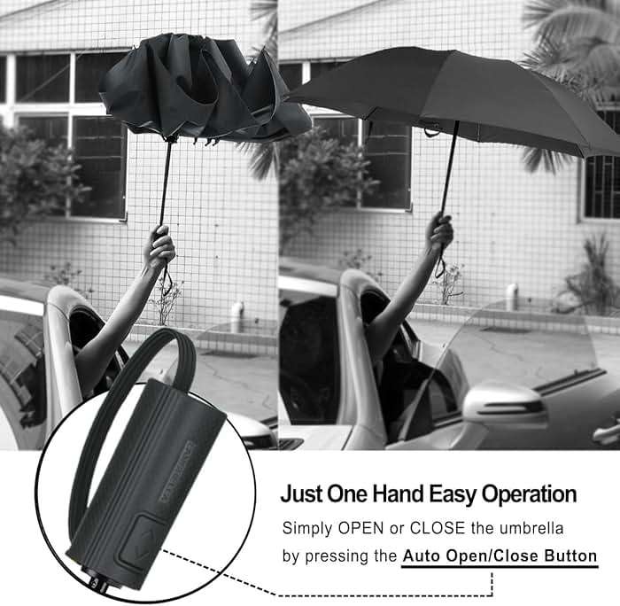 LANBRELLA Compact Reverse Folding Umbrella Auto Windproof Travel Umbrella - Image 4
