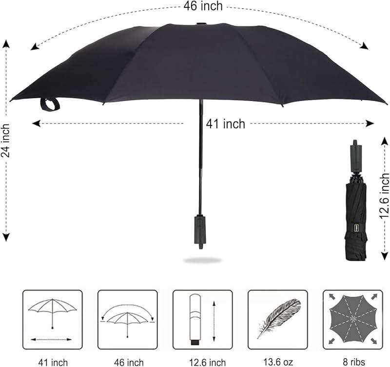 LANBRELLA Compact Reverse Folding Umbrella Auto Windproof Travel Umbrella - Image 6