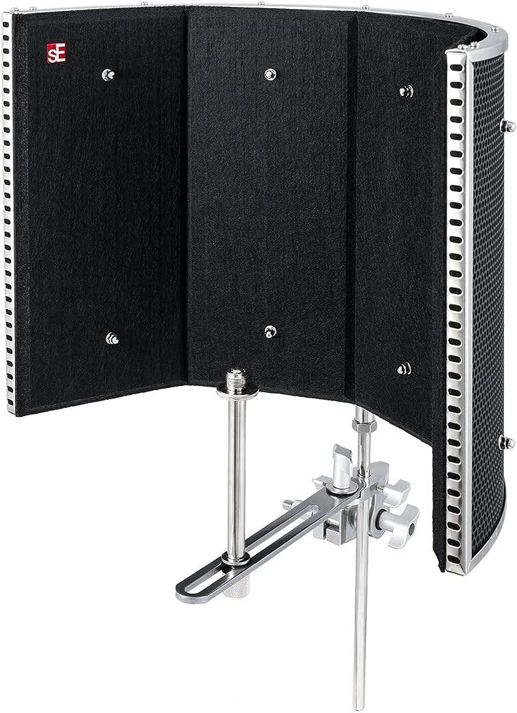 SE ELECTRONICS RF Pro Black Reflexion Filter Microphone Isolation Shield, Portable Vocal Booth for Recording, Podcasting & Voice Over, Pro Sound Isolation Shield with Patented 9 Layer Acoustic Design - Image 1