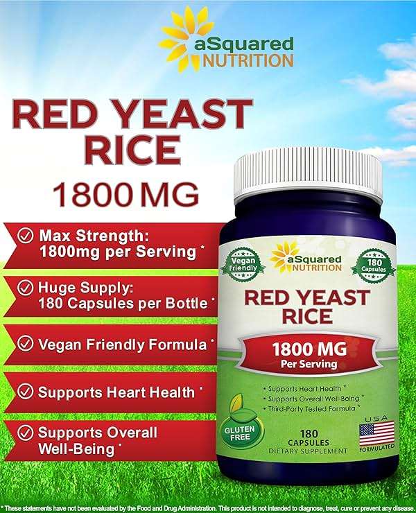 aSquared Nutrition Red Yeast Rice 1800mg - Dietary Supplement Vegan Powder Pills to Support Cardiovascular Health - 180 Veggie Capsules - Image 3