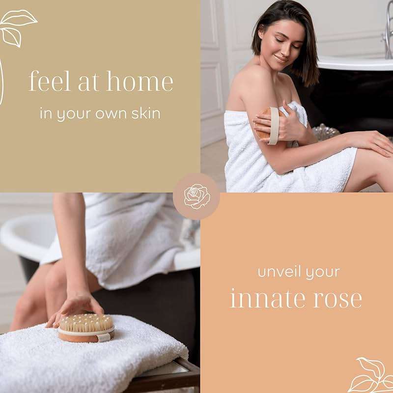 Dry Brushing Body Brush - Best for Exfoliating Dry Skin, Lymphatic Drainage and Cellulite Treatment - Organic Spa Exfoliation and Massage Scrub Brush with Natural Boar Bristles - Image 5