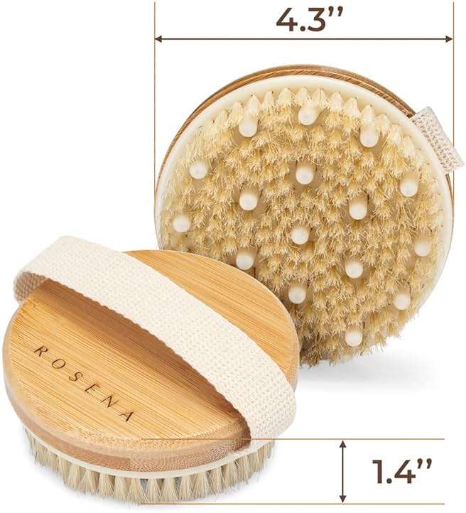 Dry Brushing Body Brush - Best for Exfoliating Dry Skin, Lymphatic Drainage and Cellulite Treatment - Organic Spa Exfoliation and Massage Scrub Brush with Natural Boar Bristles - Image 6