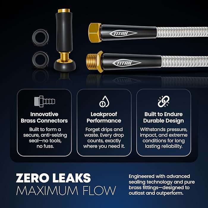 TITAN Garden Hose 75FT - 304 Stainless Steel Metal Water Hose, Flexible, Kink-Free, Lightweight, Durable, Crush Resistant Fittings, Easy to Coil, 500 PSI - Image 5