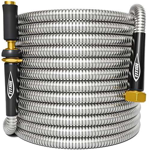 TITAN Garden Hose 75FT - 304 Stainless Steel Metal Water Hose, Flexible, Kink-Free, Lightweight, Durable, Crush Resistant Fittings, Easy to Coil, 500 PSI - Image 7