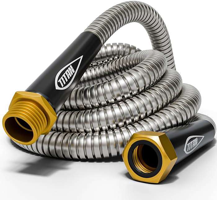 TITAN Garden Hose 75FT - 304 Stainless Steel Metal Water Hose, Flexible, Kink-Free, Lightweight, Durable, Crush Resistant Fittings, Easy to Coil, 500 PSI - Image 8