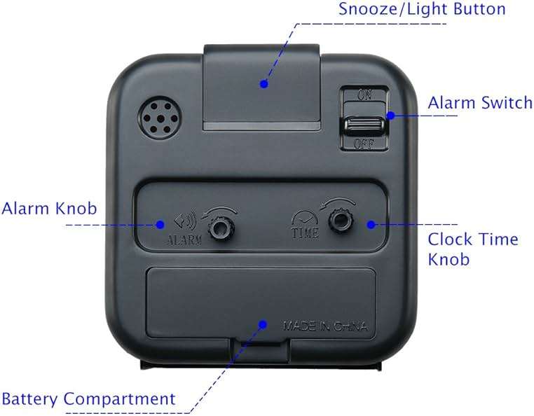Peakeep Small Battery Operated Analog Travel Alarm Clock Silent No Ticking, Lighted on Demand and Snooze, Beep Sounds, Gentle Wake, Ascending Alarm, Easy Set (Black) - Image 6