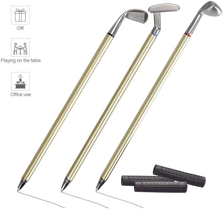 Juboury Mini Desktop Golf Pen Gift Set with Putting Green, Flag, 3 Golf Club Pens & 2 Balls - Image 7