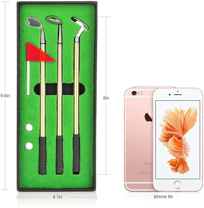 Juboury Mini Desktop Golf Pen Gift Set with Putting Green, Flag, 3 Golf Club Pens & 2 Balls - Image 8