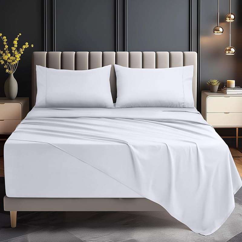 Utopia Bedding Queen Size Extra Deep Pocket Sheet Set – Fits Mattresses Up to 21 inches – Cooling, Soft & Breathable – Oeko-Tex 4 Piece Bed Sheets (White) - Image 2