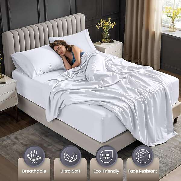 Utopia Bedding Queen Size Extra Deep Pocket Sheet Set – Fits Mattresses Up to 21 inches – Cooling, Soft & Breathable – Oeko-Tex 4 Piece Bed Sheets (White) - Image 4