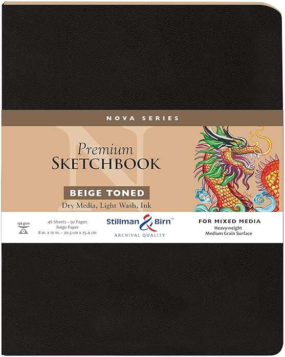 Stillman & Birn Nova Series Beige Softcover Sketchbook, 8" x 10", 150 GSM (Heavyweight),Beige Paper, Medium Grain Surface - Image 1