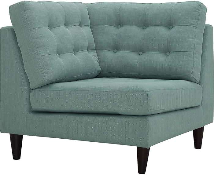 Modway Empress Mid-Century Modern Upholstered Fabric Corner Sofa In Laguna - Image 1
