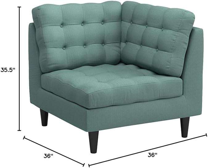 Modway Empress Mid-Century Modern Upholstered Fabric Corner Sofa In Laguna - Image 2