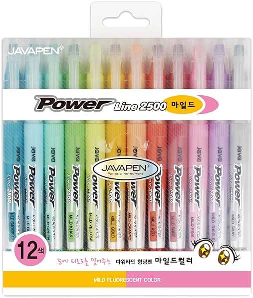 JVPEN Power Line Mild Highlighter – 12‑Color Set, 4 mm Chisel Tip, Quick‑Dry Pigment Ink, Smear‑Resistant, Comfortable Grip & Pocket Clip, rainbow pastel - Image 1