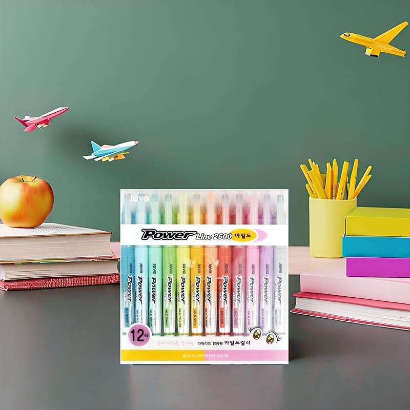 JVPEN Power Line Mild Highlighter – 12‑Color Set, 4 mm Chisel Tip, Quick‑Dry Pigment Ink, Smear‑Resistant, Comfortable Grip & Pocket Clip, rainbow pastel - Image 2
