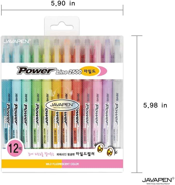 JVPEN Power Line Mild Highlighter – 12‑Color Set, 4 mm Chisel Tip, Quick‑Dry Pigment Ink, Smear‑Resistant, Comfortable Grip & Pocket Clip, rainbow pastel - Image 3