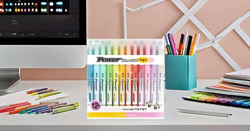 JVPEN Power Line Mild Highlighter – 12‑Color Set, 4 mm Chisel Tip, Quick‑Dry Pigment Ink, Smear‑Resistant, Comfortable Grip & Pocket Clip, rainbow pastel - Image 4