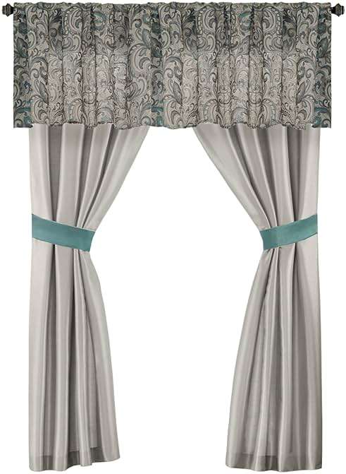 Madison Park 24 Piece Faux Silk Paisley Queen Comforter Set with Matching Curtains, Down Alternative Hypoallergenic - Teal, Queen (90 in x 90 in) - Image 16