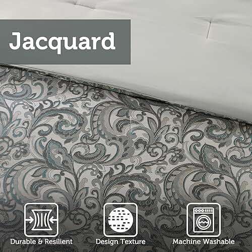 Madison Park 24 Piece Faux Silk Paisley Queen Comforter Set with Matching Curtains, Down Alternative Hypoallergenic - Teal, Queen (90 in x 90 in) - Image 7