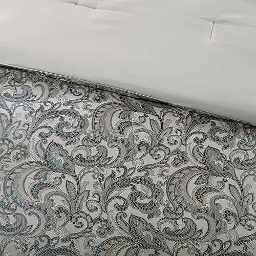 Madison Park 24 Piece Faux Silk Paisley Queen Comforter Set with Matching Curtains, Down Alternative Hypoallergenic - Teal, Queen (90 in x 90 in) - Image 10