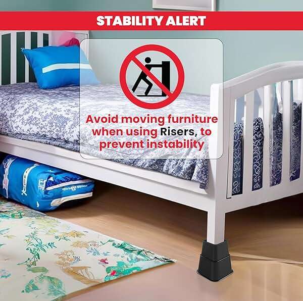 Utopia Bedding Bed Riser, 3 & 5 Inches Adjustable Furniture Risers for 8 Inch Combined Furniture Lift, Under Bed Storage & Dorm Room Essential, Supports Up to 1,300 lbs (4 Set, Black) | Heavy Duty Furniture Riser, Adjustable 3, 5, 8 Inch, Supports Up to 1,300 lbs, for Beds, Couch & Desk, Under Bed Storage, Dor - Image 5