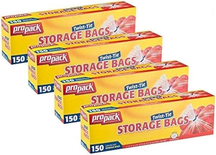 ProPack 1 Gallon Storage Bags with Twist Ties, 600 Count - Clear Plastic Food Storage Bags for Sandwiches, Snacks, Fruit, Produce & Freezer - Image 1