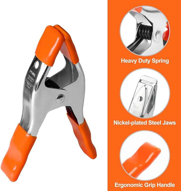 PONY 6-inch, 4-inch Heavy Duty Metal Spring Clamps Set, 2-inch, 1-inch Jaw opening, with Protective Handles and Tips, 10-piece - Image 3