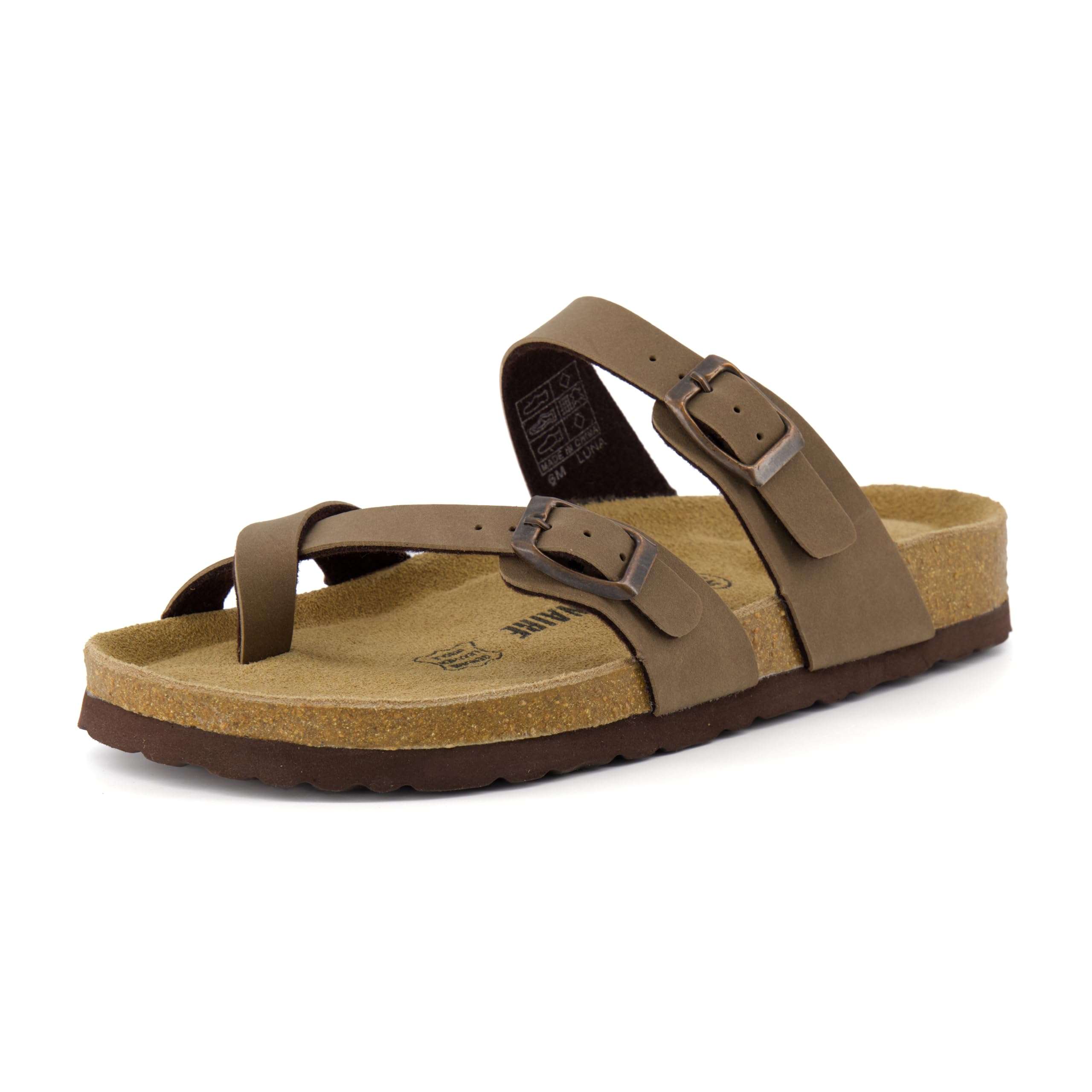 CUSHIONAIRE Luna Sandals for Women, Cork Footbed Womens Sandals for Summer Comfort with Adjustable Straps, Wide Width Available - Image 1