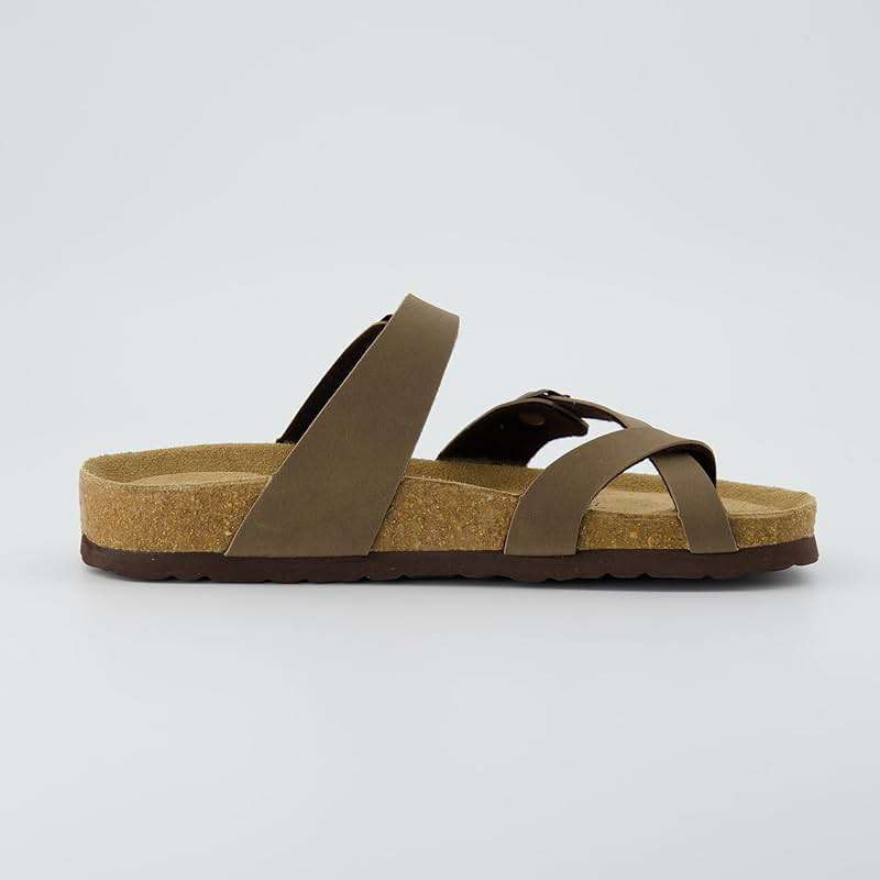 CUSHIONAIRE Luna Sandals for Women, Cork Footbed Womens Sandals for Summer Comfort with Adjustable Straps, Wide Width Available - Image 4