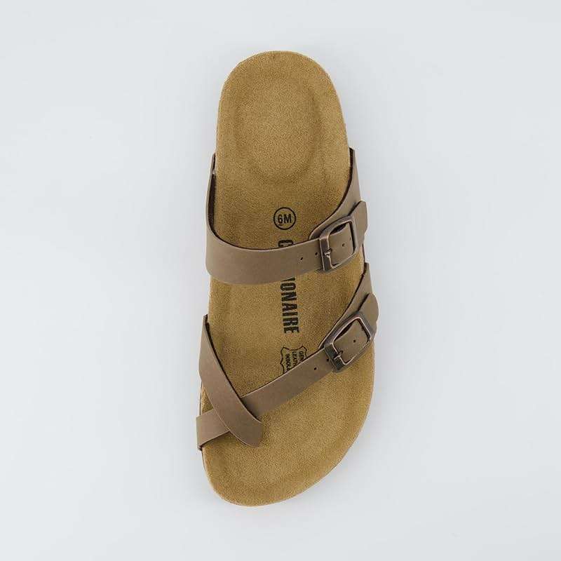 CUSHIONAIRE Luna Sandals for Women, Cork Footbed Womens Sandals for Summer Comfort with Adjustable Straps, Wide Width Available - Image 6