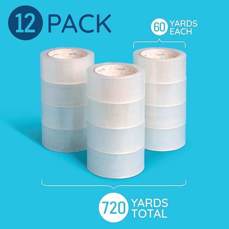 Blue Summit Supplies Clear Packing Tape Refills Bulk, 12 Pack, Heavy Duty Packaging Tape Rolls, 2 Inch Wide for Moving Boxes, Shipping, Sealing, 2.7mil Thick, 60 Yard Length, 720 Total Yards - Image 3