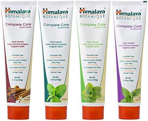 Himalaya Botanique Complete Care Toothpaste, Herbal, Variety Pack, Fights Plaque, Freshens Breath, Fluoride Free, No Artificial Flavors, SLS Free, Cruelty Free, Foaming, 5.29 Oz, 4 Pack - Image 2