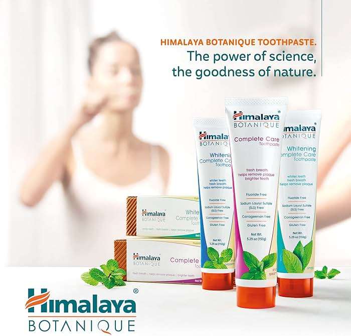 Himalaya Botanique Complete Care Toothpaste, Herbal, Variety Pack, Fights Plaque, Freshens Breath, Fluoride Free, No Artificial Flavors, SLS Free, Cruelty Free, Foaming, 5.29 Oz, 4 Pack - Image 7